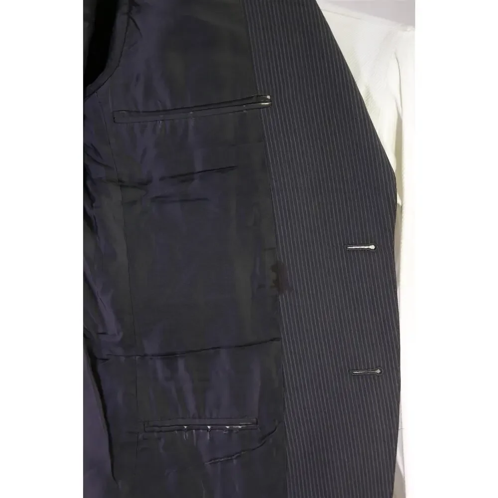 Gucci Tom Ford Era Gray Thin Striped Peak Lapel Wool Mohair 2-Btn Suit 36R